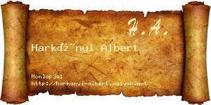 Harkányi Albert névjegykártya